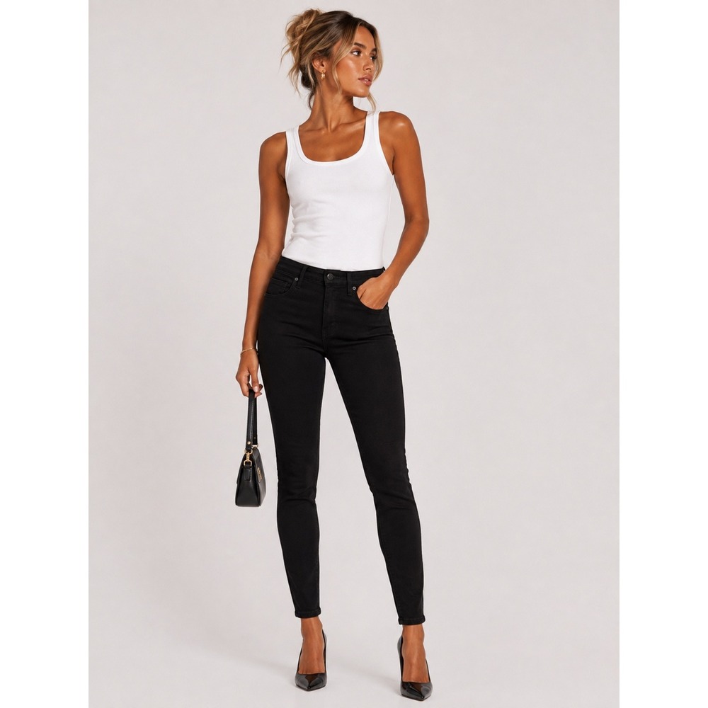 Everlane The Curvy High-Rise Stretch Skinny Jean Black Denim 27 Crop